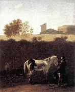Karel Dujardin Italian Landscape with Herdsman and a Piebald Horse Germany oil painting artist